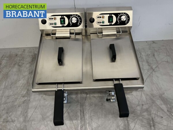 Stainless steel Double Fryer Fryer Drain Tap 2 x 10 liters 2 x 230V Horeca - Image 4