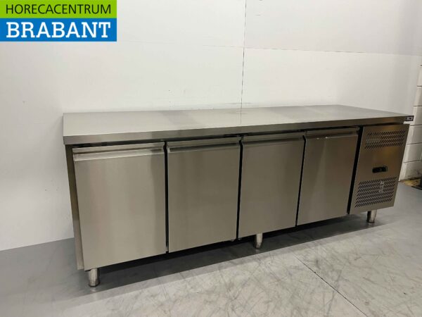 Stainless steel Refrigerated Workbench 4 doors 223 cm 230V Catering - Image 3