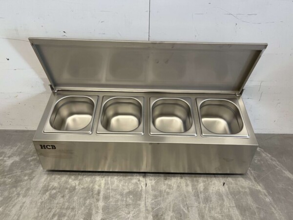 Stainless steel GN tray holder with lid 4 x 1/6 gastronorm GN 72 cm Horeca - Image 4