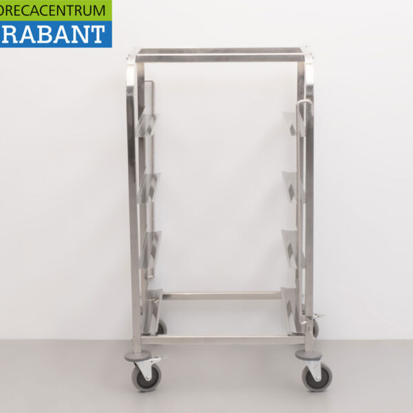 HCB stainless steel Regal trolley for 4 wash crates wash baskets 50 x 50 cm Horeca