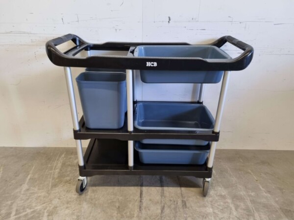 Plastic clearing trolley clearing trolley 3 tiers with 5 bins 104 cm Catering