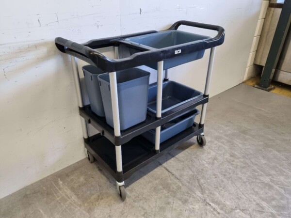 Plastic clearing trolley clearing trolley 3 tiers with 5 bins 104 cm Catering - Image 4