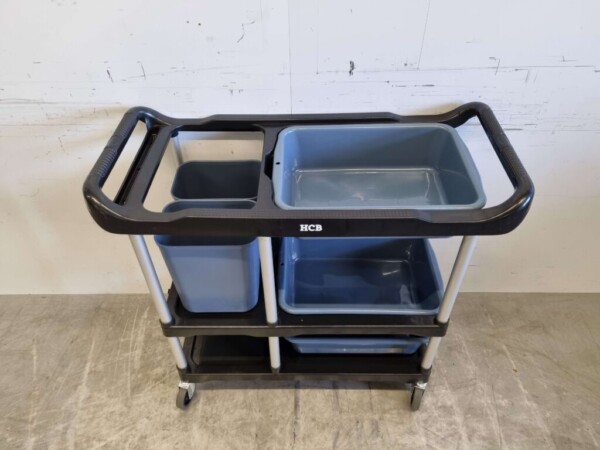 Plastic clearing trolley clearing trolley 3 tiers with 5 bins 104 cm Catering - Image 5