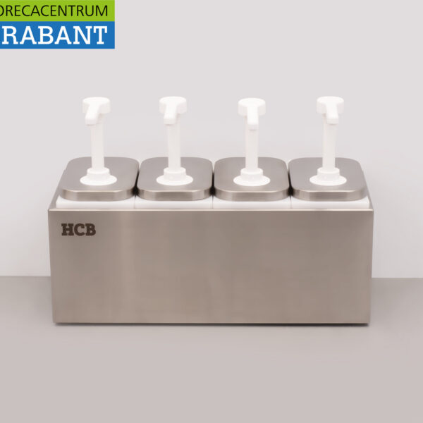 HCB Stainless Steel Double Sauce Bar Sauce Pump Sauce Dispenser 4 x 2 liter Horeca