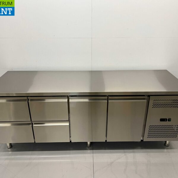 Stainless steel HCB Refrigerated Workbench 2 doors and 4 drawers 223 cm 230V Horeca