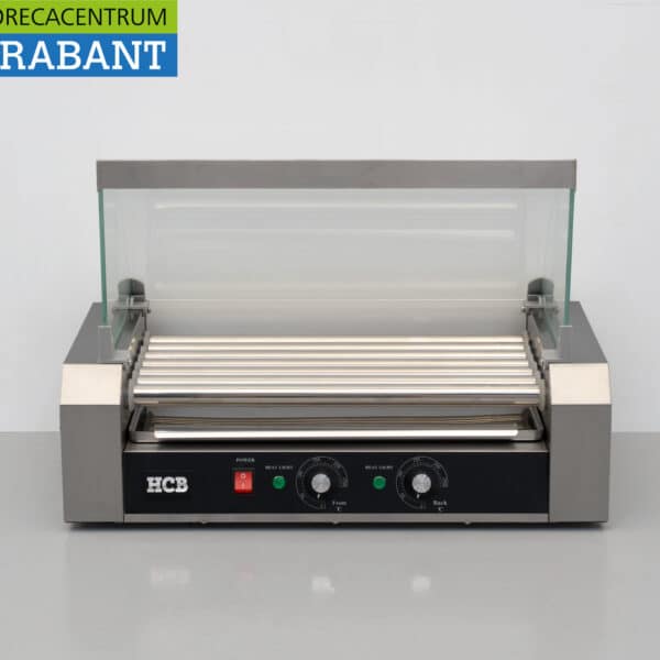 HCB Stainless Steel Hot Dog Grill, 7 Rolls, with Glass Cover, 230V, Food Service