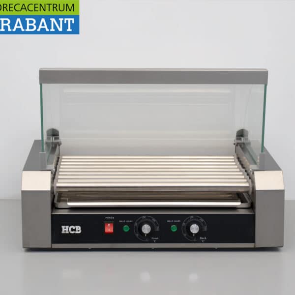 HCB Stainless Steel Hot Dog Grill, 9 Rolls, with Glass Cover, 230V, Food Service