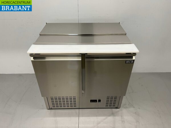 Stainless steel HCB Saladette Refrigerated Workbench 2 doors 1/1 GN 90 cm 230V Horeca