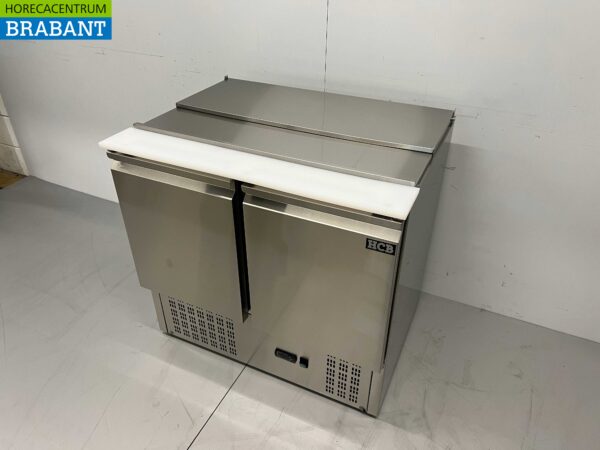 Stainless steel HCB Saladette Refrigerated Workbench 2 doors 1/1 GN 90 cm 230V Horeca - Image 2