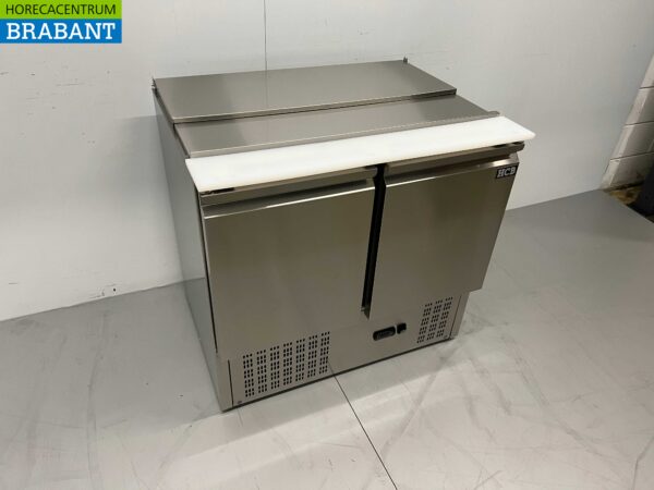 Stainless steel HCB Saladette Refrigerated Workbench 2 doors 1/1 GN 90 cm 230V Horeca - Image 3