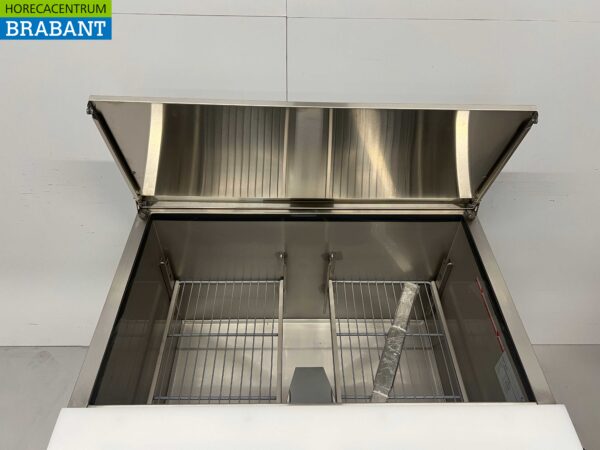 Stainless steel HCB Saladette Refrigerated Workbench 2 doors 1/1 GN 90 cm 230V Horeca - Image 5