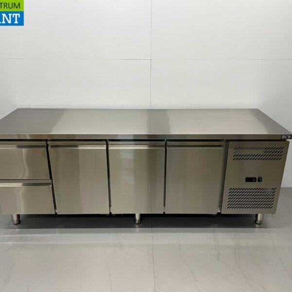 Stainless steel HCB Refrigerated Workbench 3 doors and 2 drawers 223 cm 230V Horeca