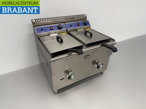 HCB Stainless Steel Double Fryer Frying 2 x 14 liter PROPAAN GAS Catering - Image 3