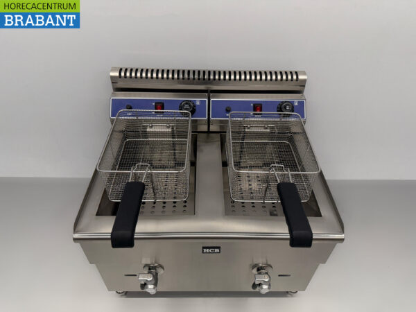 HCB Stainless Steel Double Fryer Frying 2 x 14 liter PROPAAN GAS Catering - Image 4