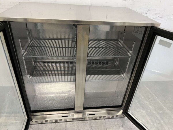 Stainless steel Backbar Bar Refrigerator Glass folding doors 218 liters 90 cm 230V Horeca - Image 4