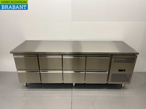 Stainless steel Refrigerated Workbench 8 drawers 223 cm 230V Catering