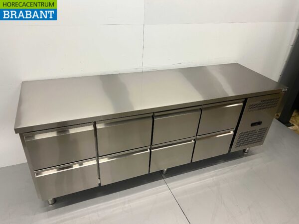 Stainless steel Refrigerated Workbench 8 drawers 223 cm 230V Catering - Image 3