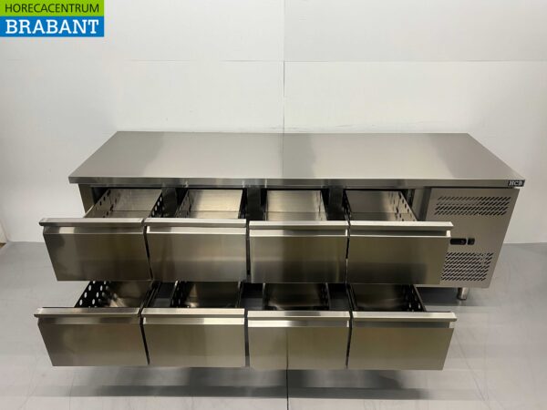 Stainless steel Refrigerated Workbench 8 drawers 223 cm 230V Catering - Image 4