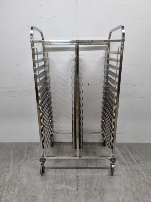 Stainless steel Double shelf trolley 30 x 60/40 cm Bakerynorm Euronorm 91,5 cm Horeca
