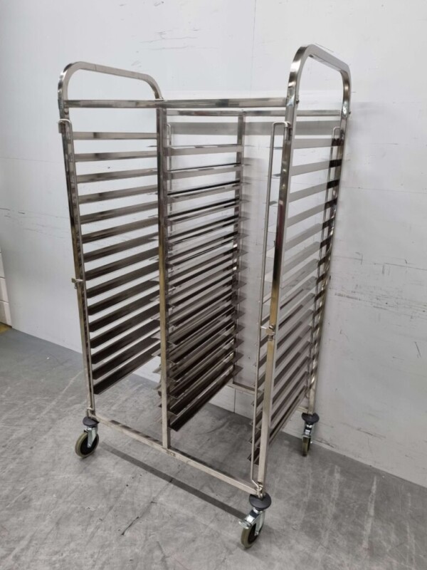 Stainless steel Double shelf trolley 30 x 60/40 cm Bakerynorm Euronorm 91,5 cm Horeca - Image 2