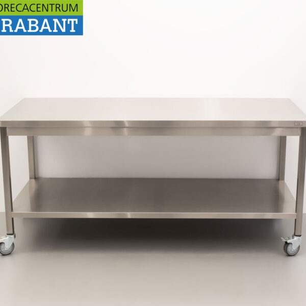 HCB Stainless Steel Mobile Work Table On Wheels 180 x 70 x 85 cm Catering