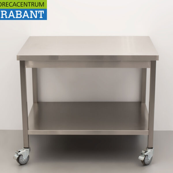 HCB Stainless Steel Mobile Work Table On Wheels 100 x 70 x 85 cm Catering