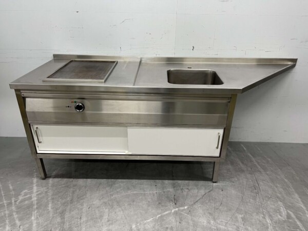 Stainless steel Griddle Griddle Smooth griddle with Trespa base 230 cm 400V Horeca