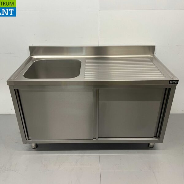 Stainless steel sink sink 2 sliding doors Premium-line 140 cm Horeca