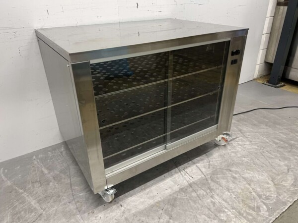 Stainless steel Hot cupboard Hot cupboard for grilled chickens 2 x 2 sliding glass doors 110 cm Horeca - Image 3