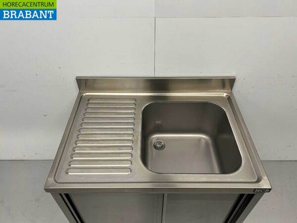 Stainless steel sink sink sliding doors Premium-line 100 cm Horeca - Image 4