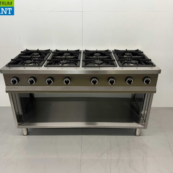 Stainless steel 8 burner gas stove 700 Series 150 cm 48 kW Horeca