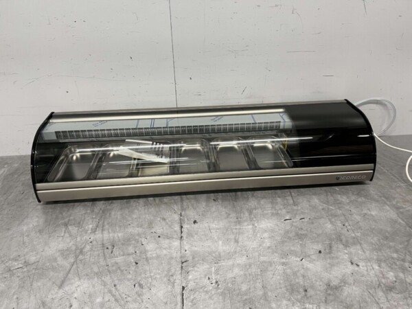 Coreco Sushi display case Surface-mounted refrigerated display case 6 x 1/3 GN 140 cm 230V Horeca