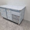 Stainless steel Work Cabinet Work table, folding door, 3 drawers and waste bin 140 cm Horeca - Image 2