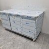 Stainless Steel Work Cabinet Cabinet Work Table 2 folding doors, 3 drawers and waste bin 160 cm Catering - Image 3