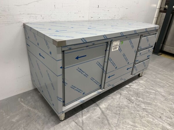 Stainless steel Work Cupboard Worktable 2 sliding doors and 3 drawers 160 cm Catering - Image 3