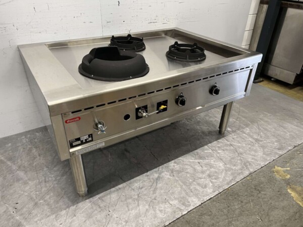Stainless steel Nayati wok table wok stove 3 burners 150 cm Propane gas Catering - Image 2