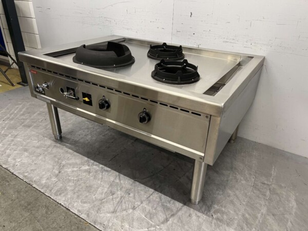 Stainless steel Nayati wok table wok stove 3 burners 150 cm Propane gas Catering - Image 3