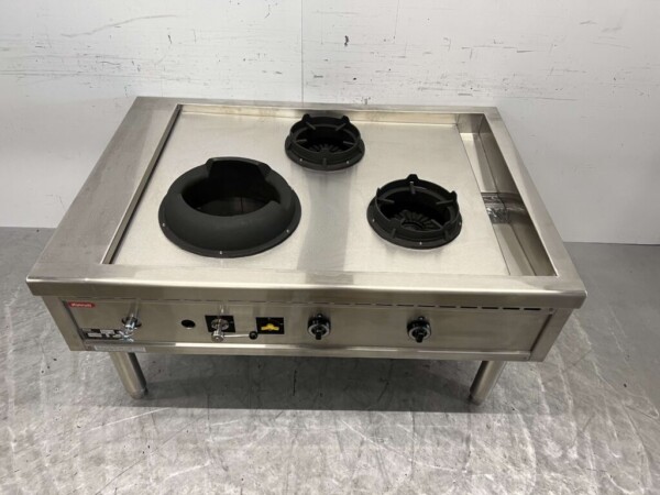 Stainless steel Nayati wok table wok stove 3 burners 150 cm Propane gas Catering - Image 4