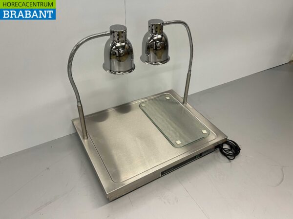 Stainless steel Scholl Shelf with double buffet lamp Heat lamp 230V Catering - Image 2