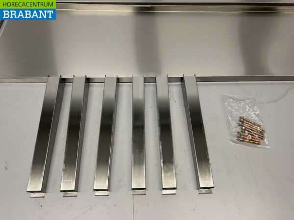 Stainless steel Double wall shelf shelf 200 x 40 cm Horeca - Image 4