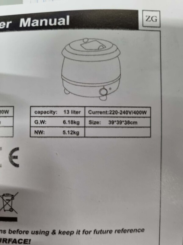 Soup kettle Soup tureen 13 liters 230V Horeca - Image 6