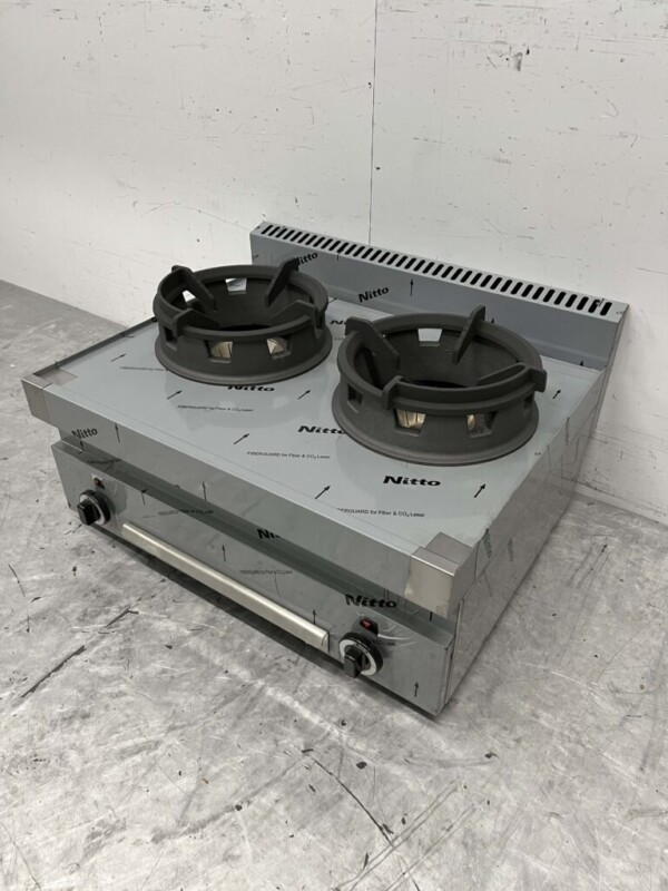 Stainless steel wok table wok stove 650 Series 2 burners 65 cm Gas Horeca - Image 2