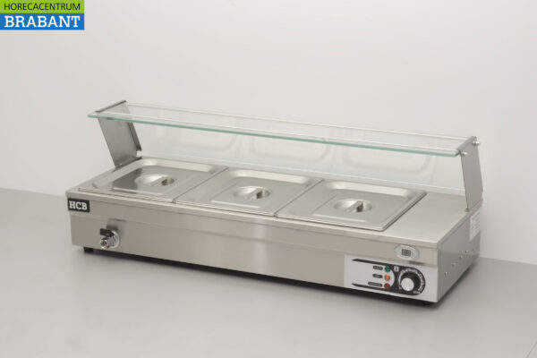 HCB stainless steel Bain marie 3 x 1/2 GN 95 cm 230V Horeca - Image 2