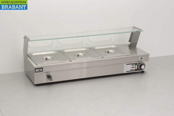 HCB stainless steel Bain marie 3 x 1/2 GN 95 cm 230V Horeca - Image 3