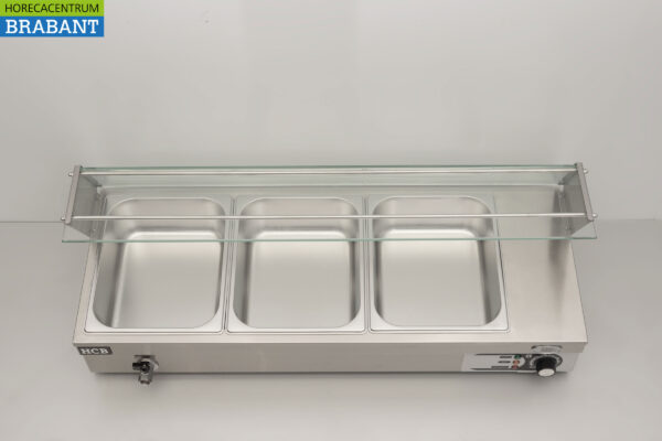 HCB stainless steel Bain marie 3 x 1/2 GN 95 cm 230V Horeca - Image 6