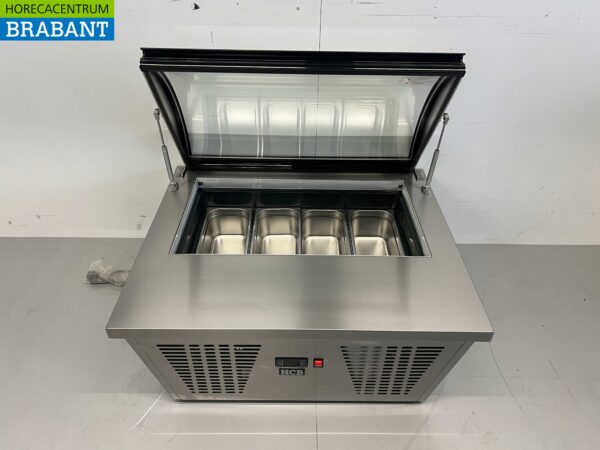 Stainless steel Scoop ice cream display case Surface freezer 4 x 5 liters (1/3 GN) 87 cm 230V Horeca - Image 4