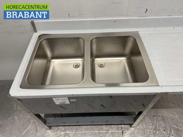 Stainless steel Sink table double sinks Premium-line 160 cm Horeca - Image 5