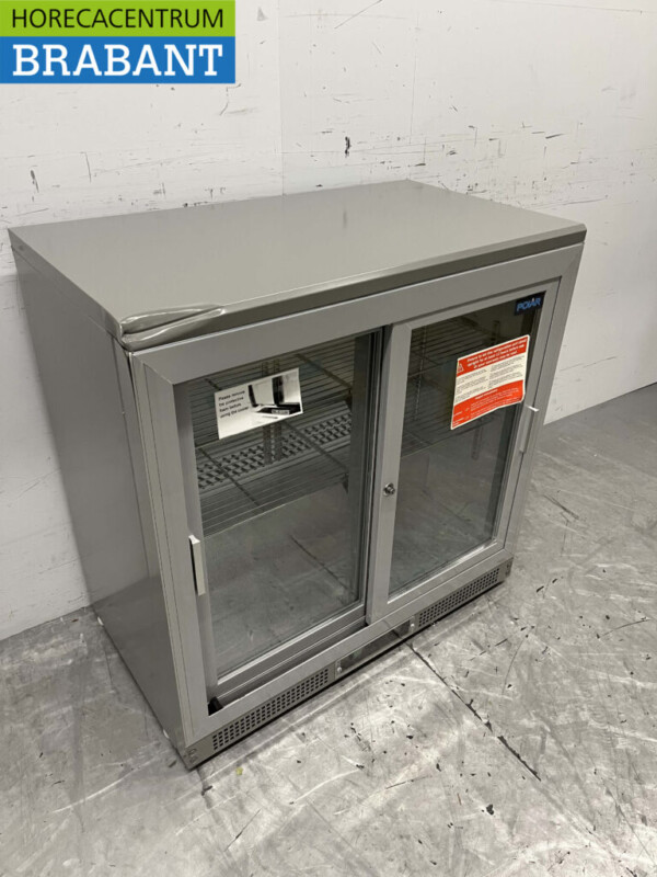 Stainless steel Polar CC601 Backbar Bar Refrigerator Glass sliding doors 223 liters 92 cm 230V Horeca - Image 3