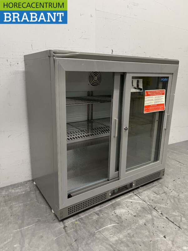 Stainless steel Polar CC601 Backbar Bar Refrigerator Glass sliding doors 223 liters 92 cm 230V Horeca - Image 4