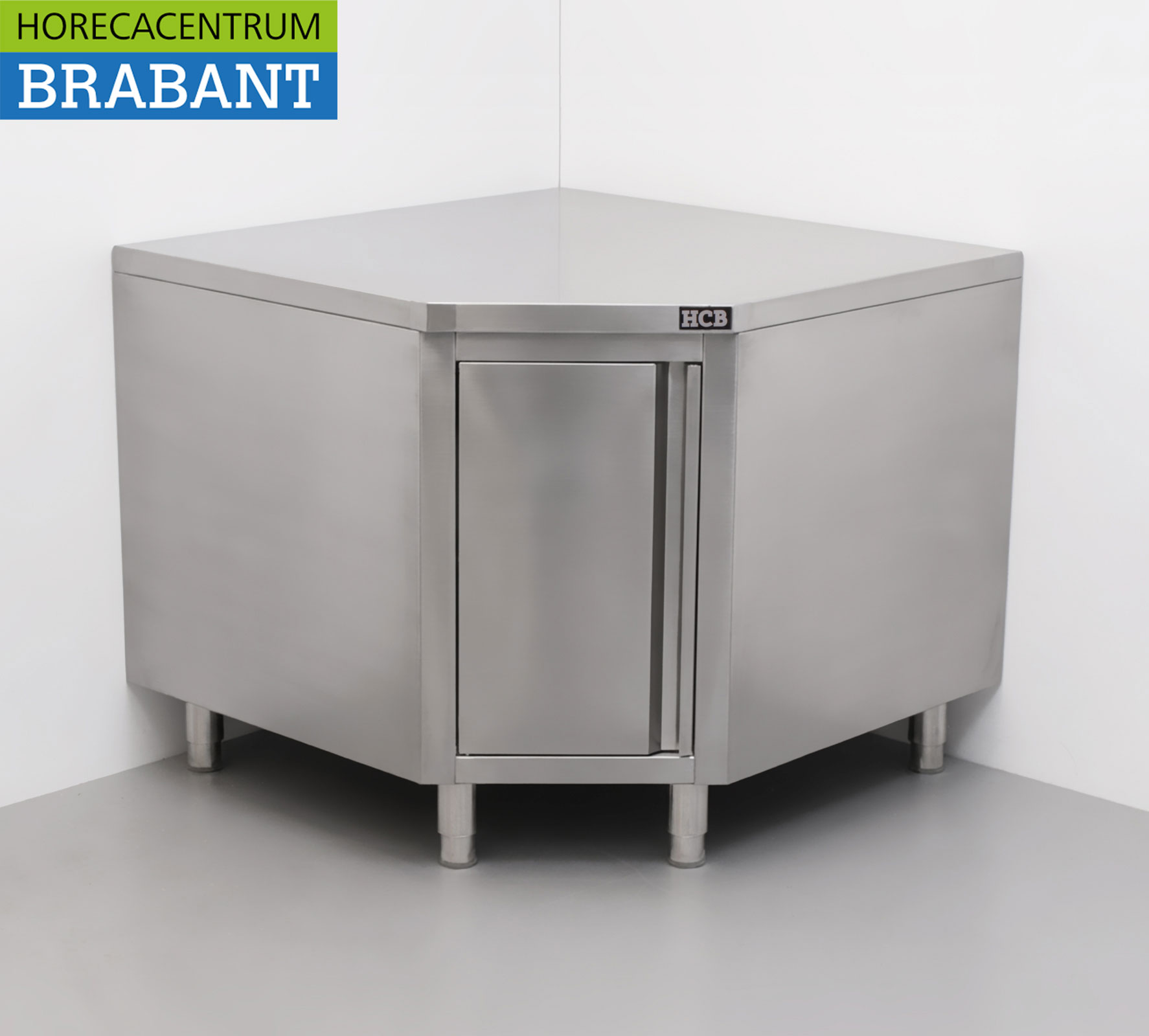 HCB Stainless Steel Work Cabinet Premium-line Corner Cabinet Folding 100 x 100 cm Catering